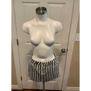 Marc by Marc Jacobs White Black Striped Denim Icon Mini Skirt, Size 25
